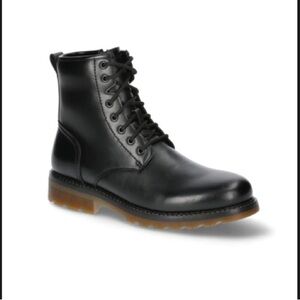No Boundaries Black Lace-Up Combat Boot with Brown Sole